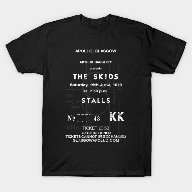 The Skids Glasgow Apollo Saturday 16th of June 1979 UK Tour Ticket Repro T-Shirt by RockitTees